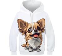 Chihuahua Dog Sweats À Capuche Pour Enfants 3D Costume De Sport Pour Adolescents Roman Handsome Print, Mode De Loisirs Pour Enfants Sweat À Capuche, Sweat-shirt À Manches Longues Avec Poche 8-10Y