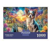 Chihuahua éclairé par la Lune 1000 Pièces Puzzle - Solide Et Durable & Puzzle Impossible Vue Canine Minuscule Nuit - pour La Famille 52x38cm/1000pcs Cadeau d'anniversaire