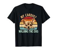 Chihuahua Funny Chihuahua Dog Lover My Cardio Walking The Dog Retro T-Shirt