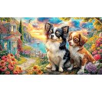 Chihuahua-Gazing-at-Sunset-Over-Ocean Puzzle pour Adultes 1000 pièces Jeu éducatif détente Jeu Stimulant pour Adultes et Enfants de 12 Ans et Plus Idée Cadeau Parfaite 38x52/1000 pièces