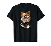 Chihuahua Happy Chihuahua Long Hair in Pocket Chiwawa Mom Dad T-Shirt