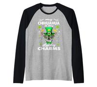 Chihuahua is My Lucky Charm St Patricks Day Dogs Lovers Manche Raglan
