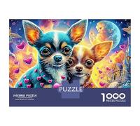 Chihuahua Love 1000 Pièces Dogs dans l'art Cosmique Psychédélique Puzzles Moderne Classiques Idée Cadeau De Qualité Stimulant Enfants À Partir De 14 Ans 52x38cm/1000pcs