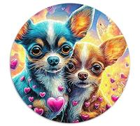 Chihuahua Love 1000 Pièces Puzzle Circulaire Puzzles Classiques Jeu Cadeau Unique Difficile Impossiblepour Adultes De l'art De La Décoration Moderne 1000pcs (67.5x67.5cm)