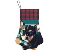 Chihuahua Lunettes Imprimé Bas de Noël Animaux Domestiques Maison Vacances Noël Fête Décor Chats Chiens Offrant Décor
