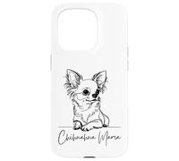 Chihuahua Mama à poils longs Chihuahua Maman Mignon Chien Ligne Art Coque pour iPhone 15 Pro