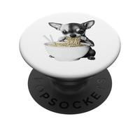 Chihuahua Mignon Mangeant des Nouilles Ramen drôle Amoureux des Chiens PopSockets PopGrip Adhésif