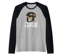 Chihuahua Noir et Brun Clair This is Love Chiwawa Dog Manche Raglan