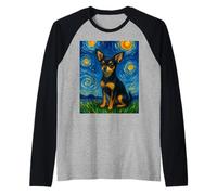 Chihuahua Nuit étoilée Mignon Petit Chien en colère Van Gogh Manche Raglan