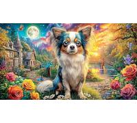 Chihuahua-on-Floating-Island-with-Butterflies 1000 pièces Jeu éducatif détente Puzzle Papier recyclé Cadeau Amusant & Activité Maison pour décoration Murale et Cadeaux 38x26/1000 pièces