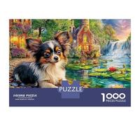 Chihuahua par Voie Maritime Puzzle Adulte Dog Resting by A Lily Pond 1000 Pièces Carton Impression HD Anti-Stress Décoration Murale Challenge Difficile Idée Cadeau Parfaite 38x26cm/1000pcs