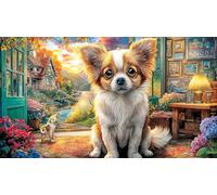 Chihuahua-Puppy-in-Cozy-Living-Room 1000 pièces Jeu Stimulant Papier recyclé Puzzle pour Adultes Décoration Murale et Cadeaux Jeu éducatif détente 38x26/1000 pièces