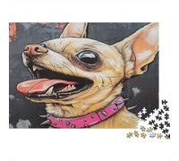Chihuahua Puzzle 1000 Pièces Jouet en Bois Divertissement Créatif Décoration Intérieure Street Graffiti Challenge Toy Adultes Et Enfants À Partir De 14 Ans 1000pcs (75x50cm)