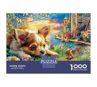 Chihuahua Puzzle 1000 PiècesJardin des Corgi pour Débutants Carton Épais Anti-Stress Détente pour Éducation avec Affiche Guide 52x38cm/1000pcs