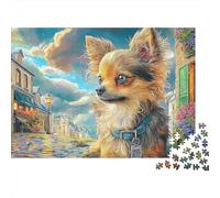 Chihuahua Puzzle Classique Ciel de rêve au-Dessus d'un château 1000 Pièces Papier Résistant pour Amateurs Couleurs Vives Loisir Créatif Jeu De Réunion Challenge Difficile 52x38cm/1000pcs