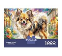 Chihuahua Puzzle DIY 1000 Pièces Rue européenne bordée de Fleurs pour Grands-Parents Amélioration De La Mémoire Renforcement Familial Cadeau De Noël 52x38cm/1000pcs