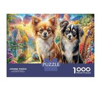 Chihuahua Puzzle Premium 1000 Pièces en Papier Recyclé Cottage au Bord de la rivière pour Amateurs De Puzzles Entraînement Cognitif Activité Intérieure 52x38cm/1000pcs