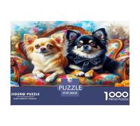 Chihuahua Puzzles Jeu De Puzzle Pièces Parfaitement Assorties 1000 Pieces Chien Mignon Casse-tête Qualité Premium pour Adultes Et Enfants 38x26cm/1000pcs