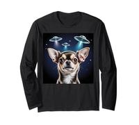 Chihuahua Selfie avec des OVNIS étrangers drôle Chihuahua Manche Longue