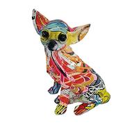 Chihuahua Statuette Graffiti Peint, Chien Statue Décor À La Maison, Ornement Chien Sculpture Animal Statue Décor pour Salon, Bureau, Graffitis alphabétiques