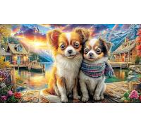 Chihuahua-with-Butterfly-in-Flower-Garden 1000 pièces Puzzle Papier recyclé Cadeau Amusant & Activité Maison Jeu éducatif détente Puzzle pour Adultes et Enfants Idée Cadeau Parfaite 70x50/1000 pièces