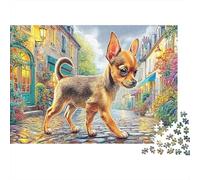 Chihuahua1000 Pièces De Puzzle Classique en Carton pour Amateurs De Loisirs du Week-End,Chihuahua Sunny Street Puzzle Éducatif Décoration Intérieure Puzzle De Plaisir Intérieur52x38cm/1000pcs