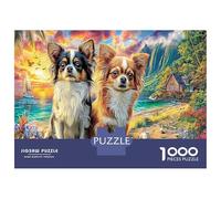 Chihuahuas au Coucher du Soleil Puzzle 1000 Pièces Educa Jouet Cadeau Unique De l'art De La Décoration Animaux Jeu Éducatif Challenge Toy Adultes & Enfants des 14 Ans 52x38cm/1000pcs