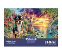 Chihuahuas près du lac Puzzle De 1000 Pièces pour Adultes, Puzzle De 1000 Pièces Cottage lac Grands Cadeaux Décoration De La Maison 38x26cm/1000pcs