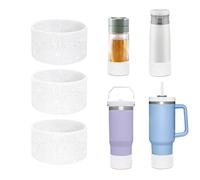 Chihutown Lot de 3 bottines bling-bling en silicone blanc pour bouteille d'eau - Réduit le bruit - Protection du fond de la bouteille d'eau (blanc)