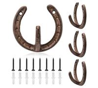 Chihutown Lot de 4 crochets en fer à cheval pour mur, crochet mural vintage en fer à cheval pour manteau, crochet rustique pour accrocher des objets (couleur vieillie)
