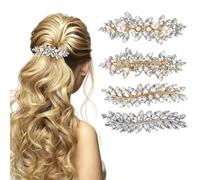 Chihutown Lot de 4 pinces à cheveux en strass pour mariage, épingles à cheveux de mariée, accessoires pour femmes et filles