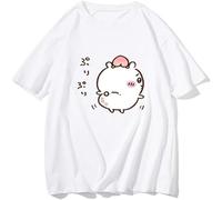 Chiikawa Kawaii Cartoon Graphic Print Tees Mens 100% Cotton Summer Short Sleeve Cute O-Neck Casual T Shirt White M