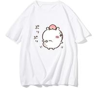 Chiikawa Kawaii Cartoon Graphic Print Tees Mens 100% Cotton Summer Short Sleeve Cute O-Neck Casual T Shirt White M
