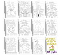 Chiisong Lot de 36 blocs-notes religieux de Pâques à colorier pour enfants en vrac à faire soi-même avec Jésus chrétien, il vit, croix religieuse, Jésus, Bible, bloc-notes pour Pâques, église, salle
