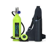 CHIKADIV 1L Mini Bouteille de Plongée 10-20 Minutes Bouteille Oxygene Plongee Rechargeable Équipement de Plongée Portable Utilisé comme Source de Gaz de Secours A Green