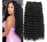 Chikamlty Extensions de cheveux humains ondulés 100 % non traités 12A brésiliens humides et ondulés pour femme noire 45,7 cm, 50,8 cm, 55,9 cm, 55,9 cm