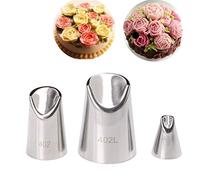 Chikanb 3 pièces Buse de Tuyauterie Décoration de Gâteau Cuisine Outil Accessoires, Outils de glaçage pour Desserts Pâtisserie Biscuits Cupcakes, Acier Inoxydable Réutilisable Ensemble de Conseils