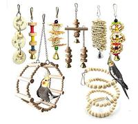 Chikanb Lot de 8 Jouets à mâcher pour Oiseaux, Jouets pour perroquets, Jouet pour Cage pour perruches, calopsittes, Conures, inséparables, cacatoès, aras, pinsons, Petit Animal de compagn