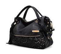 Chikencall Sac à main et porte-monnaie pour femme avec imprimé léopard, pompon, bandoulière, satchel, Noir , one size