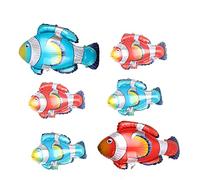 chil Lot de 6 ballons en aluminium motif poisson clown bleu et rouge, grand animal océan, mini pour anniversaire, fête prénatale, mariage, décorations de fête sur le thème des poissons tropicaux, bleu