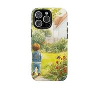 Child in Garden Aquarelle - Coque rigide mate - Compatible avec iPhone 16 Pro Max - Vert