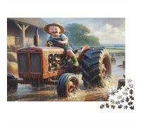 Child on Tractor Farm 100% Recycled Cardboard Kids Playing Outside 1000 Piece Jigsaw Puzzles Adults and Children Fun Present 70x50cm/1000pcs