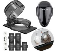 Child Safety Set For Stove,6 Button Covers,1 Oven Door,Baby Safety In Black,For Max. Diameter 4.8 Cm And Stove Knobs 4 Cm High With A Minimum Centre Distance 6 Cm,
