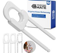 Child Safety Stirrup Lock,4 Pieces,White,For Many Shapes Of Handles And Buttons,Baby Safety For Cabinet Door Without Gluing,Drilling,Screwing,For Kitchen,Bathroom,Etc