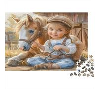 Child with Horse Colourful Girl with Horse 1000 Pcs Jigsaws for Adults The Impossible Challenge Brain Development 52x38cm/1000pcs