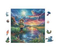 Child with Lantern by The Lac 100 Pièces Puzzle Créatif en Voitureton Anti-Déchirure Difficulté Moyenne Activité Hommeuelle Loisir Créatif Cadeau Fête des Mères Premium 28x28cm