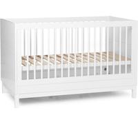 Childhome B140JW Jota White - Lit d'enfant - 70x140 cm - Lit en bois véritable massif en pin blanc réglable en hauteur Lit évolutif avec sommier à lattes
