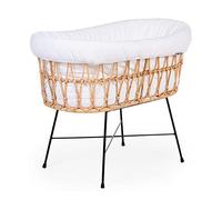 CHILDHOME - Berceau en rotin pieds métal avec matelas et habillage en jersey