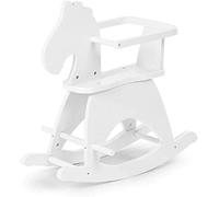 CHILDHOME, Cheval à bascule, Jouet enfant/bébé, Jeu en bois à bascule, Barre de sécurité - Blanc