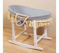 CHILDHOME Corbeille Moïse en raphia avec matelas et housse Gris
